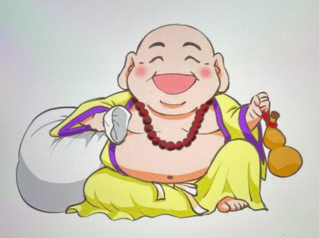 #布袋尊！布袋尊は、弥勒菩薩の化身といわれいつも笑顔を絶やさず人々に接していた人で大きな袋には宝物がいっぱい入っていて、信仰の厚い人に与えられたという笑門、夫婦円満、子宝の神として信仰が厚い。